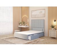 Somnior Alexas Divan Divan Bed 4 Drawers With 54" Floor Headboard Linen Fabric In Light Grey Light Grey
