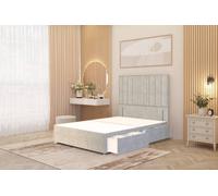 Somnior Alexas Divan Divan Bed 4 Drawers With 54" Floor Headboard Plush Velvet In Silver Silver