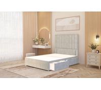 Somnior Alexas Divan Divan Bed 4 Drawers with 54" Floor Headboard Plush Velvet in Silver | Size: King Somnior Silver King