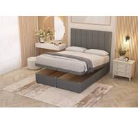 Somnior Alexas Divan Ottoman Bed With Midnight Pocket Spring Mattress And Headboard Linen Fabric In Mid Grey Mid Grey