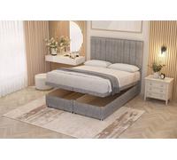 Somnior Alexas Divan Ottoman Bed With Midnight Pocket Spring Mattress And Headboard Tweed Fabric In Grey Grey