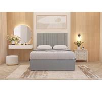 Somnior Alexas Linen Fabric Divan Bed Set With Midnight Pocket Sprung Mattress And Headboard In Light Grey Light Grey