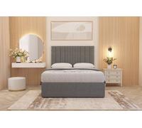 Somnior Alexas Linen Fabric Divan Bed Set with Midnight Pocket Sprung Mattress & Headboard in Mid Grey | Size: Double Somnior Mid Grey Double