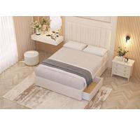 Somnior Alexas Plush Velvet 2 Drawer Divan Bed Set With Midnight Pocket Sprung Mattress And Headboard In Ivory Ivory