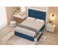 Somnior Alexas Plush Velvet 2 Drawer Divan Bed Set With Midnight Pocket Sprung Mattress And Headboard In Navy Navy