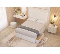 Somnior Alexas Plush Velvet 2 Drawer Divan Bed Set with Midnight Pocket Sprung Mattress & Headboard in White | Size: Small Double Somnior White Small Double