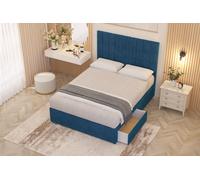 Somnior Alexas Plush Velvet 2 Drawer Divan Bed Set with Midnight Pocket Sprung Mattress & Headboard in Navy | Size: Small Double Somnior Navy Small Double