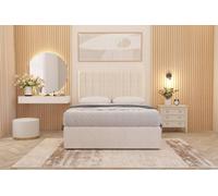 Somnior Alexas Plush Velvet Divan Bed Set With Midnight Pocket Sprung Mattress And Headboard In Ivory Ivory