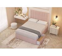 Somnior Alexas Plush Velvet Midnight Pocket Sprung Divan Storage Bed With 4 Drawers & Headboard In Pink Pink