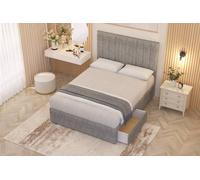 Somnior Alexas Tweed Fabric 2 Drawer Divan Bed Set With Midnight Pocket Sprung Mattress And Headboard In Grey Grey