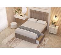 Somnior Alexas Tweed Fabric 2 Drawer Divan Bed Set With Midnight Pocket Sprung Mattress And Headboard In Brown Brown