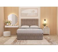 Somnior Alexas Tweed Fabric Divan Bed Set with Midnight Pocket Sprung Mattress & Headboard in Brown | Size: Super King