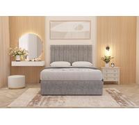 Somnior Alexas Tweed Fabric Divan Bed Set with Midnight Pocket Sprung Mattress & Headboard in Grey | Size: Small Single Somnior Grey Small Single