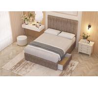 Somnior Alexas Tweed Fabric Midnight Pocket Sprung Divan Storage Bed with 4 Drawers & Headboard in Brown | Size: Double Somnior Brown Double