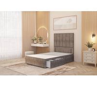 Somnior Austin 2 Drawer Divan Bed Base & 54" Floor Standing Headboard Tweed in Brown | Size: Double