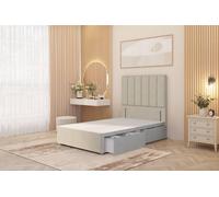 Somnior Austin 2 Drawer Divan Bed Base & 54" Floor Standing Headboard Tweed in Natural | Size: Small Single Somnior Natural Small Single