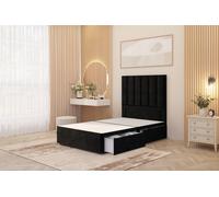 Somnior Austin 2 Drawer Divan Bed Base & 54" Floor Standing Headboard Velvet in Black | Size: Small Single Somnior Black Small Single