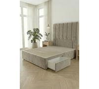 Somnior Austin 2 Drawer Divan Bed Base & 54" Floor Standing Headboard Velvet in Silver | Size: Super King Somnior Silver Super King