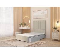 Somnior Austin 2 Drawer Divan Bed Base And 54" Floor Standing Headboard Tweed In Natural Natural