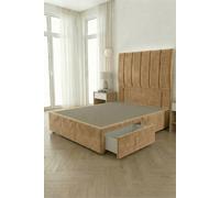 Somnior Austin 2 Drawer Divan Bed Base And 54" Floor Standing Headboard Velvet In Beige Beige
