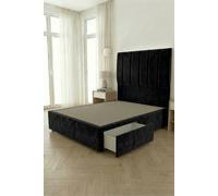 Somnior Austin 2 Drawer Divan Bed Base And 54" Floor Standing Headboard Velvet In Black Black