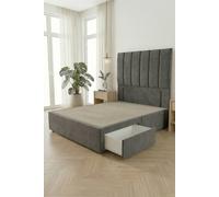 Somnior Austin 2 Drawer Divan Bed Base And 54" Floor Standing Headboard Velvet In Charcoal Charcoal