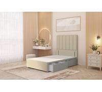 Somnior Austin 4 Drawer Divan Bed Base & 54" Floor Standing Headboard Linen in Beige | Size: King Somnior Beige King