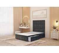 Somnior Austin 4 Drawer Divan Bed Base & 54" Floor Standing Headboard Tweed in Charcoal | Size: King