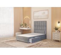 Somnior Austin 4 Drawer Divan Bed Base & 54" Floor Standing Headboard Tweed in Grey | Size: Small Double Somnior Grey Small Double