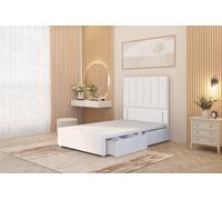 Somnior Austin 4 Drawer Divan Bed Base & 54" Floor Standing Headboard Velvet in White | Size: Small Double Somnior White Small Double
