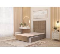 Somnior Austin 4 Drawer Divan Bed Base And 54" Floor Standing Headboard Velvet In Beige Beige