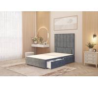 Somnior Austin 4 Drawer Divan Bed Base And 54" Floor Standing Headboard Velvet In Charcoal Charcoal