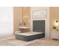 Somnior Austin Divan Bed Base & 54" Floor Standing Headboard Linen Fabric in Mid Grey | Size: Small Single