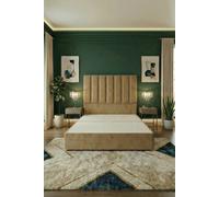 Somnior Austin Divan Bed Base & 54" Floor Standing Headboard Plush Velvet in Beige | Size: Super King