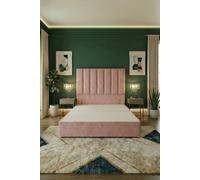 Somnior Austin Divan Bed Base & 54" Floor Standing Headboard Plush Velvet in Pink | Size: Super King