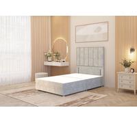 Somnior Austin Divan Bed Base & 54" Floor Standing Headboard Plush Velvet in Silver | Size: Small Single Somnior Silver Small Single