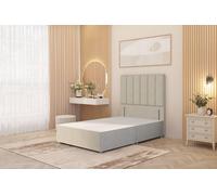 Somnior Austin Divan Bed Base & 54" Floor Standing Headboard Tweed Fabric in Natural | Size: Small Single Somnior Natural Small Single