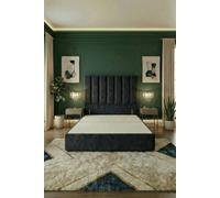 Somnior Austin Divan Bed Base And 54" Floor Standing Headboard Plush Velvet In Black Black
