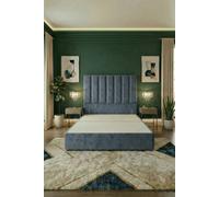 Somnior Austin Divan Bed Base And 54" Floor Standing Headboard Plush Velvet In Charcoal Charcoal