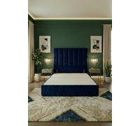 Somnior Austin Divan Bed Base And 54" Floor Standing Headboard Plush Velvet In Navy Navy