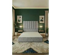 Somnior Austin Divan Bed Base And 54" Floor Standing Headboard Plush Velvet In Silver Silver