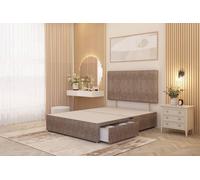 Somnior Austin Divan Bed Base with 2 Storage Drawers & Headboard Tweed Fabric in Brown | Size: Double