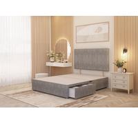 Somnior Austin Divan Bed Base with 2 Storage Drawers & Headboard Tweed Fabric in Grey | Size: Small Single Somnior Grey Small Single