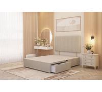Somnior Austin Divan Bed Base with 2 Storage Drawers & Headboard Tweed Fabric in Natural | Size: King Somnior Natural King