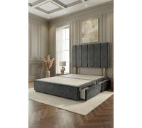 Somnior Austin Divan Bed Base with 2 Storage Drawers & Headboard Velvet in Charcoal | Size: Super King Somnior Charcoal Super King