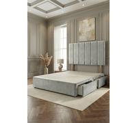 Somnior Austin Divan Bed Base with 2 Storage Drawers & Headboard Velvet in Silver | Size: Small Double Somnior Silver Small Double