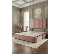 Somnior Austin Divan Bed With 2 Storage Drawers And Headboard Velvet In Pink Pink