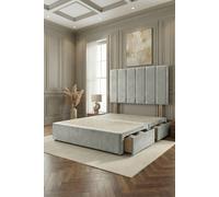 Somnior Austin Divan Bed With 2 Storage Drawers And Headboard Velvet In Silver Silver