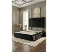 Somnior Austin Divan Bed with 2 Storage Drawers & Headboard Velvet in Black | Size: Double