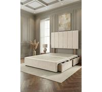 Somnior Austin Divan Bed with 2 Storage Drawers & Headboard Velvet in Ivory | Size: Super King